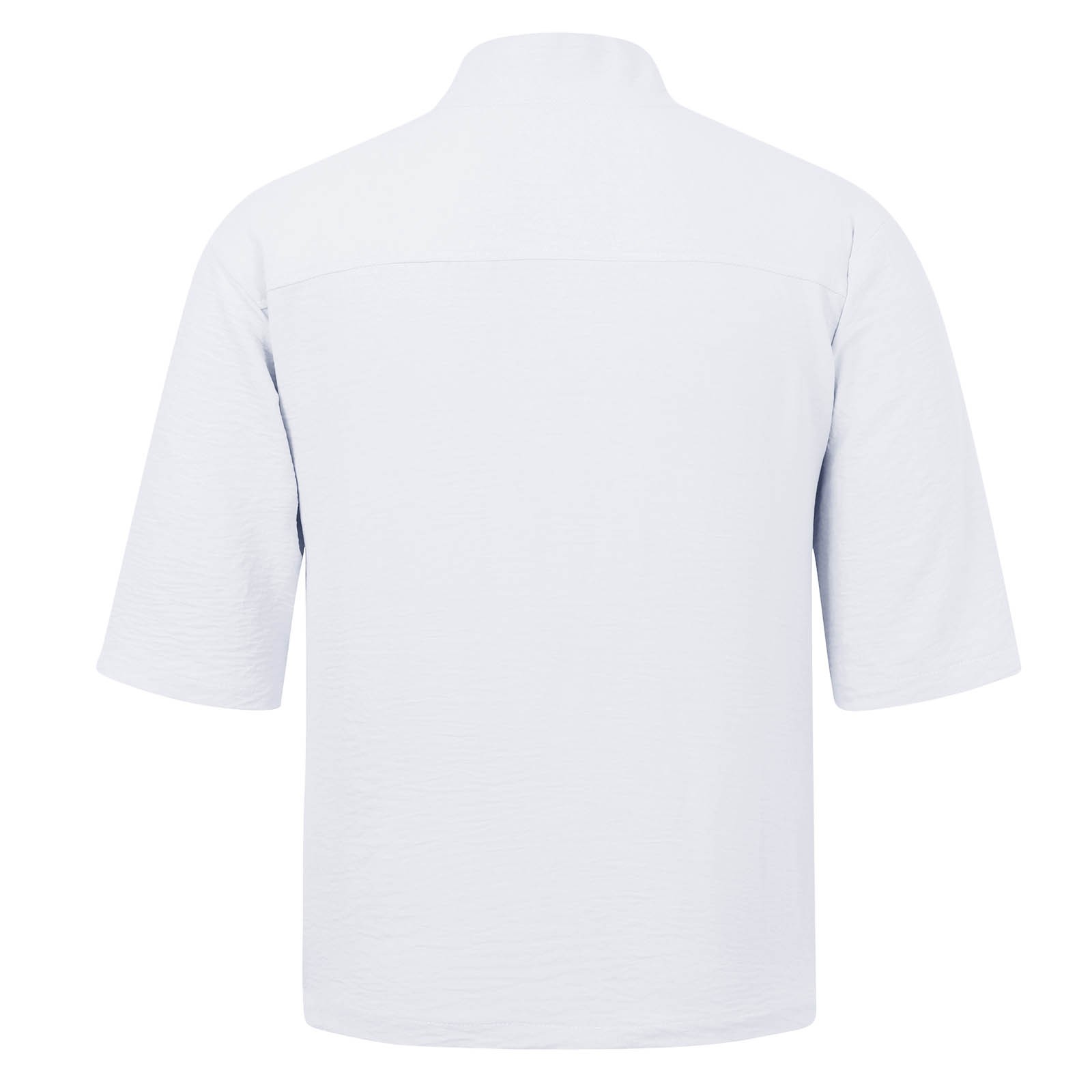 thumbnail image 2 of Camisa de manga corta irregular de seda helada para hombre - Diseño de pelo oscuro, mezcla de algodón, 2 of 8